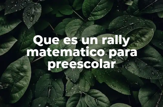Que es un Rally Matematico para Preescolar