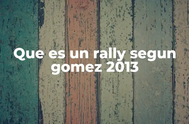 Que es un Rally Segun Gomez 2013