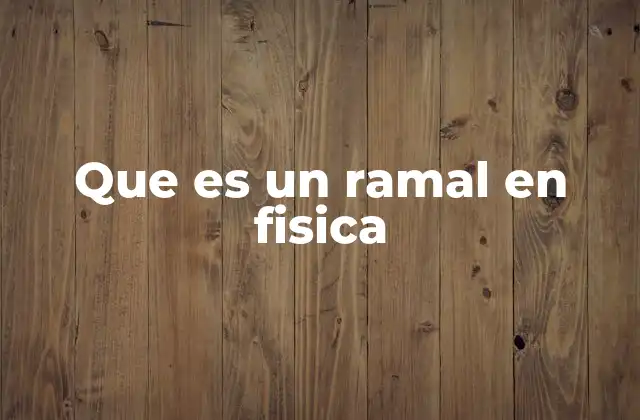 Que es un Ramal en Fisica