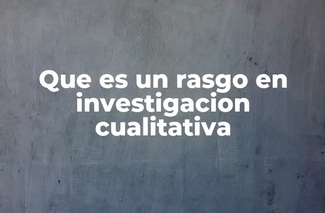 Que es un Rasgo en Investigacion Cualitativa