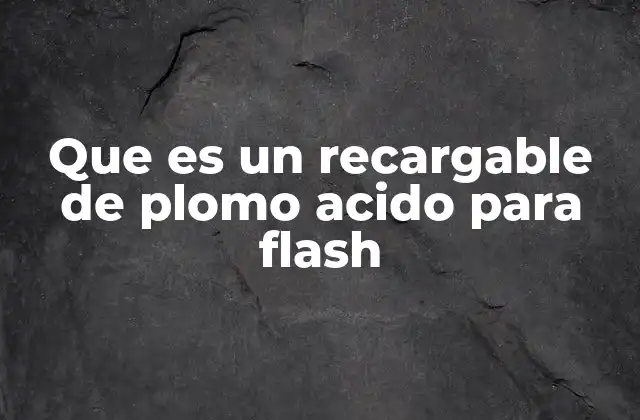 Que es un Recargable de Plomo Acido para Flash