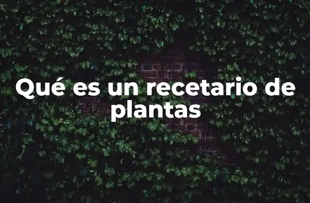 Qué es un Recetario de Plantas