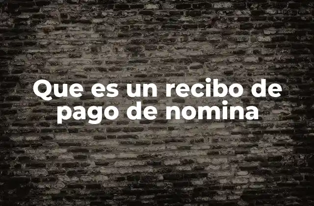 Que es un Recibo de Pago de Nomina