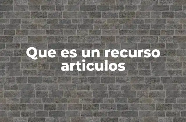 Que es un Recurso Articulos