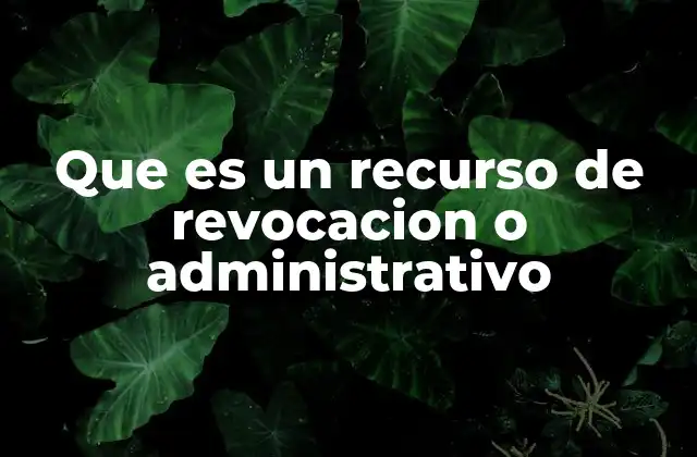 Que es un Recurso de Revocacion o Administrativo