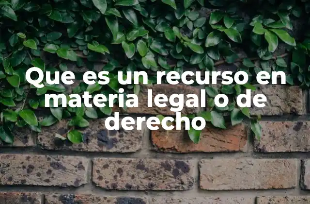 Que es un Recurso en Materia Legal o de Derecho