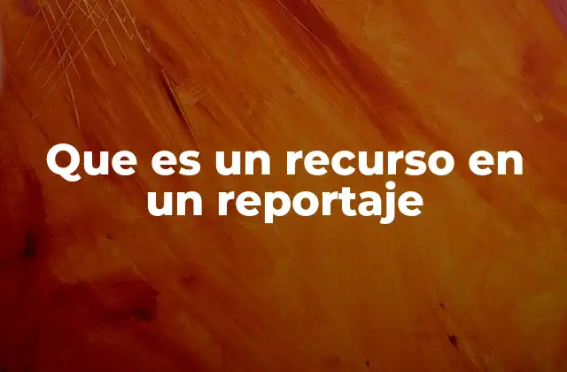 Que es un Recurso en un Reportaje