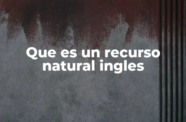 Que es un Recurso Natural Ingles