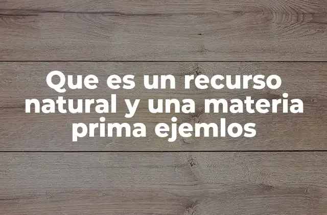 Que es un Recurso Natural y una Materia Prima Ejemlos