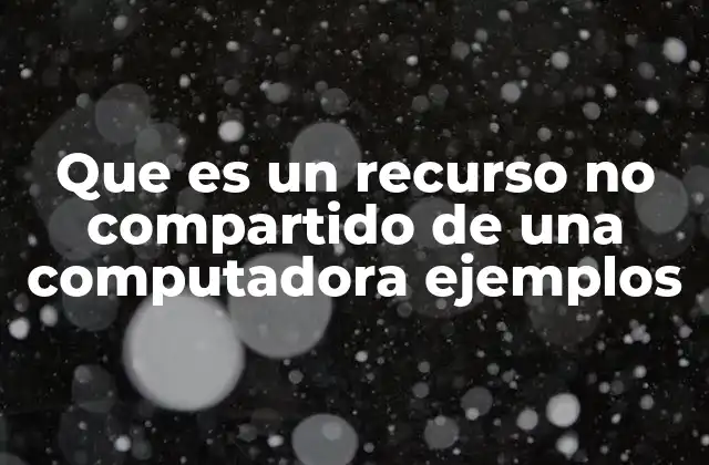 Que es un Recurso No Compartido de una Computadora Ejemplos