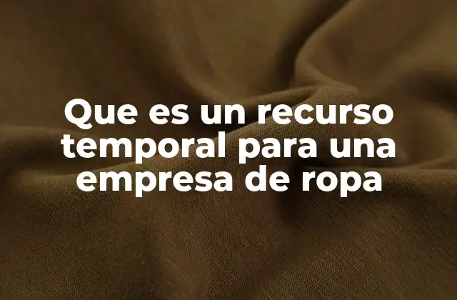 Que es un Recurso Temporal para una Empresa de Ropa