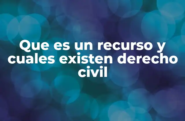Que es un Recurso y Cuales Existen Derecho Civil