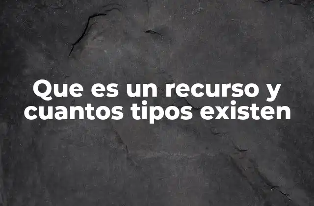 Que es un Recurso y Cuantos Tipos Existen