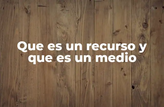 Que es un Recurso y que es un Medio