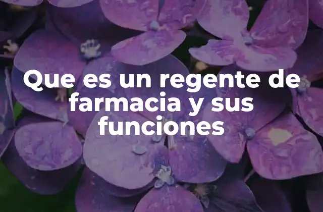 Que es un Regente de Farmacia y Sus Funciones