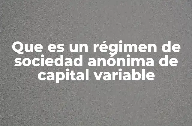 Que es un Régimen de Sociedad Anónima de Capital Variable