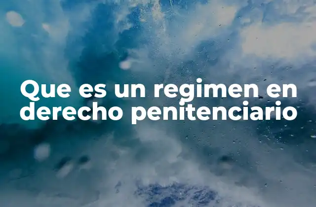 Que es un Regimen en Derecho Penitenciario