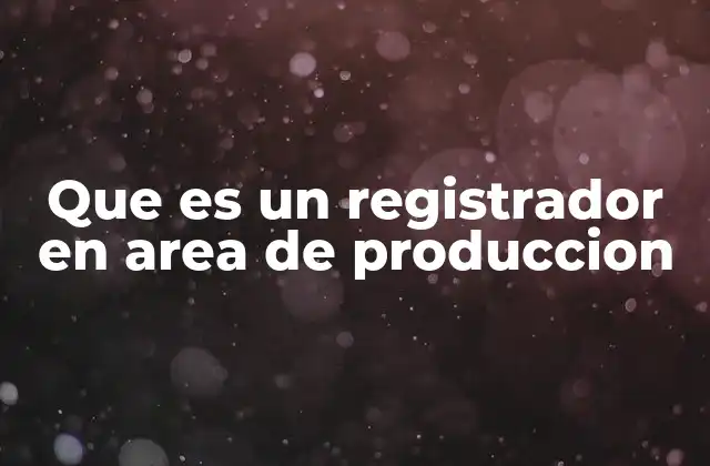 Que es un Registrador en Area de Produccion
