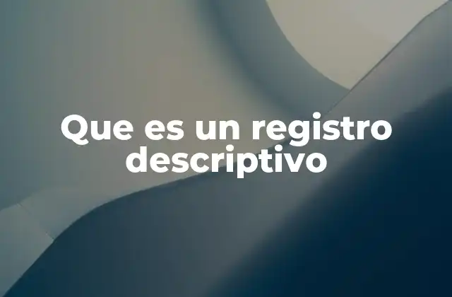 Que es un Registro Descriptivo