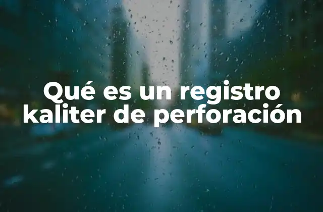 Qué es un Registro Kaliter de Perforación