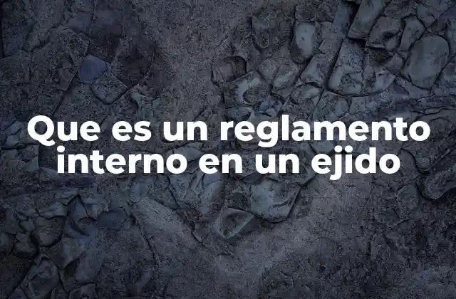 Que es un Reglamento Interno en un Ejido