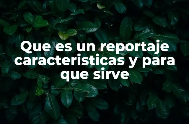 Que es un Reportaje Caracteristicas y para que Sirve