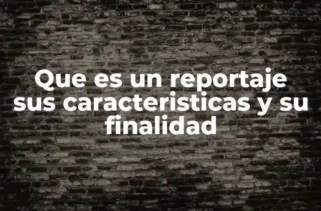 Que es un Reportaje Sus Caracteristicas y Su Finalidad
