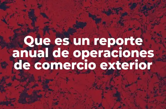 Que es un Reporte Anual de Operaciones de Comercio Exterior