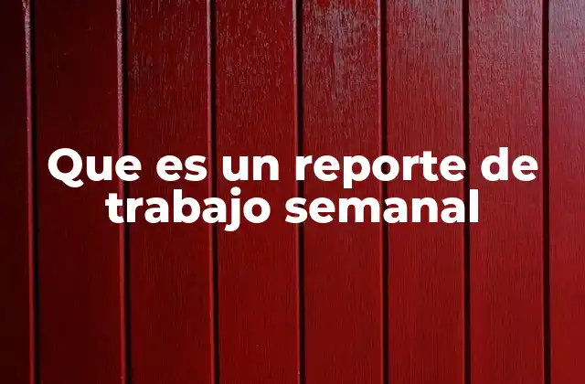 Que es un Reporte de Trabajo Semanal