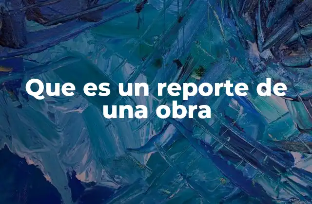 Que es un Reporte de una Obra