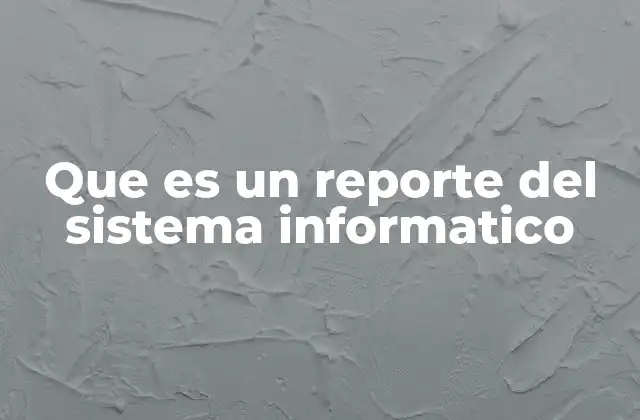 Que es un Reporte Del Sistema Informatico