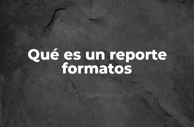 Qué es un Reporte Formatos