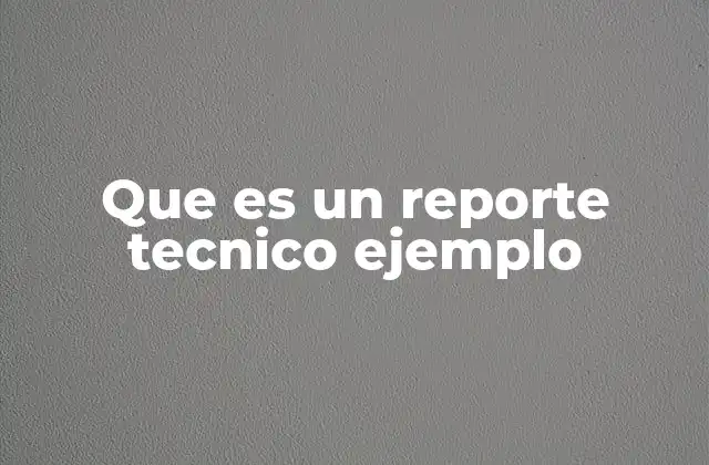 Que es un Reporte Tecnico Ejemplo