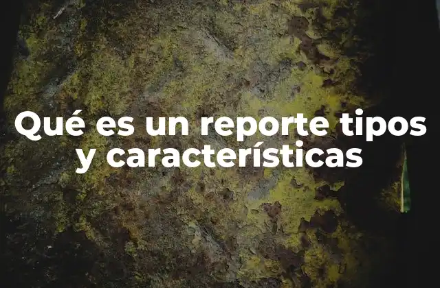 Qué es un Reporte Tipos y Características