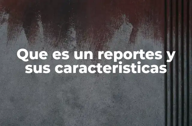 Que es un Reportes y Sus Caracteristicas