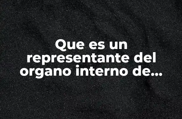 Que es un Representante Del Organo Interno de Control