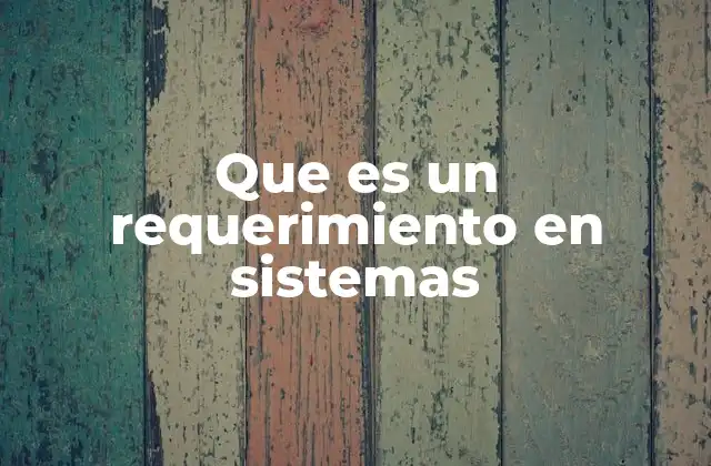 Que es un Requerimiento en Sistemas