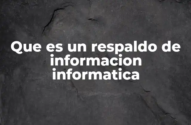 Que es un Respaldo de Informacion Informatica