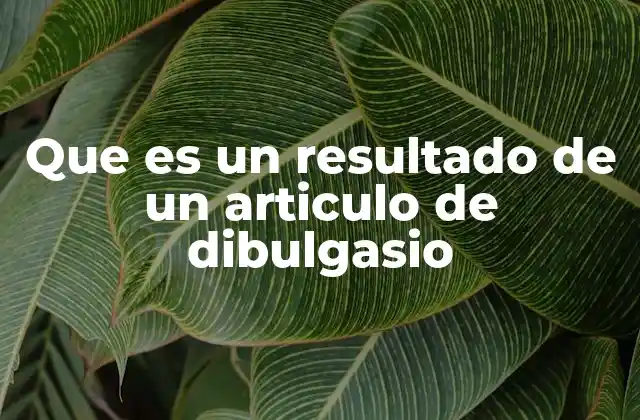 Que es un Resultado de un Articulo de Dibulgasio