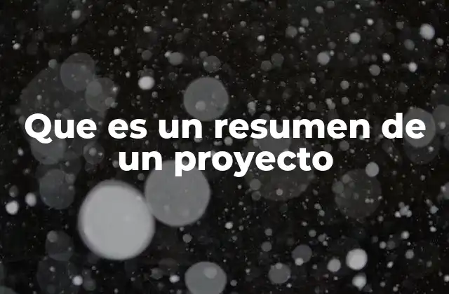 Que es un Resumen de un Proyecto