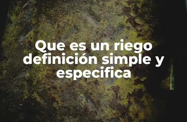 Que es un Riego Definición Simple y Especifica