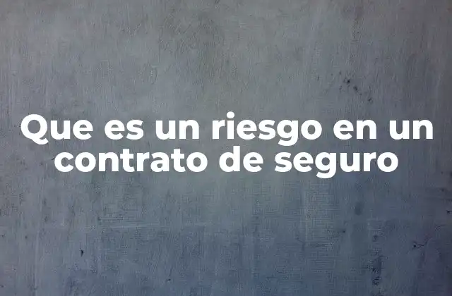 Que es un Riesgo en un Contrato de Seguro