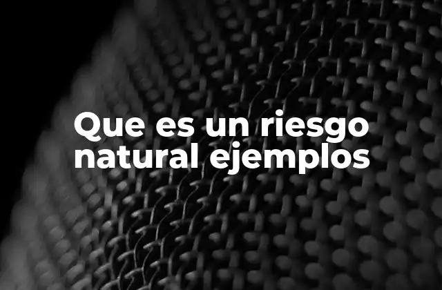 Que es un Riesgo Natural Ejemplos
