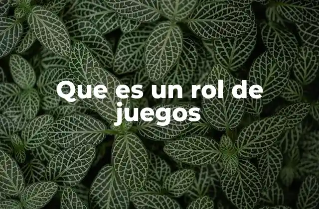 Que es un Rol de Juegos