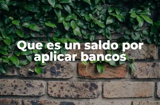 Que es un Saldo por Aplicar Bancos