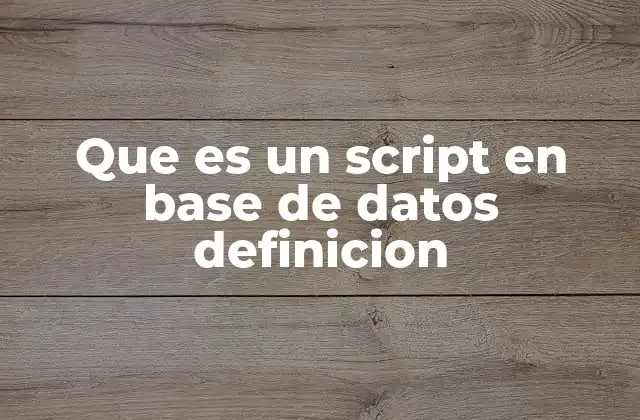 Que es un Script en Base de Datos Definicion