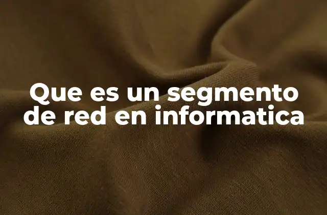 Que es un Segmento de Red en Informatica