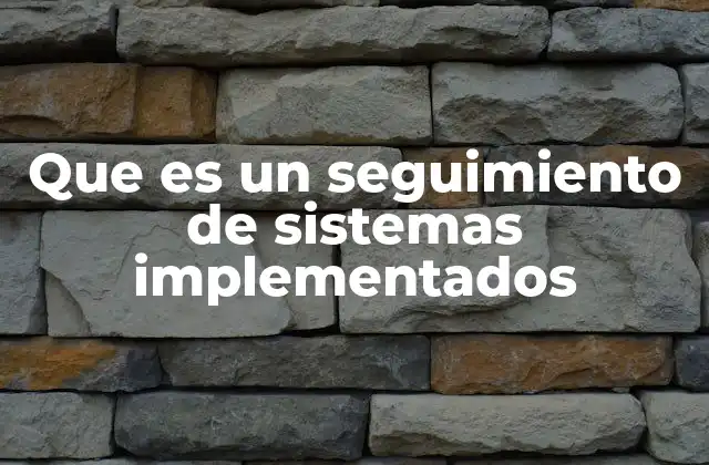 Que es un Seguimiento de Sistemas Implementados
