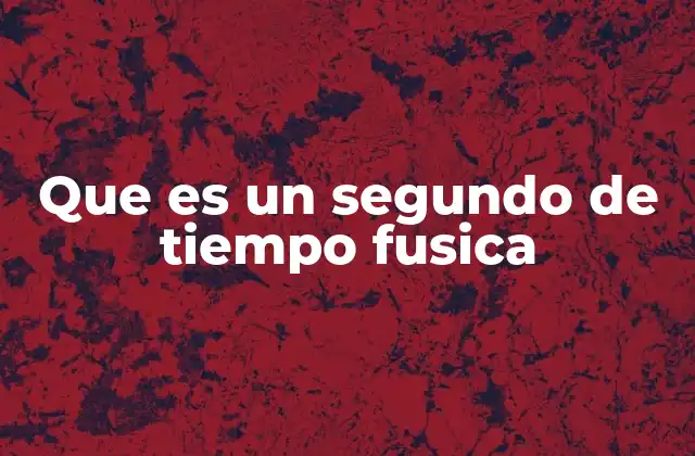 Que es un Segundo de Tiempo Fusica