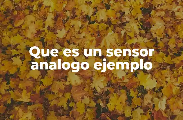 Que es un Sensor Analogo Ejemplo